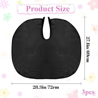 3-Pack Makeup Capes for Clients – Waterproof Salon Hair Cape Set for Hairdressers, Barber Shops & Home Use (Black, 80x72cm)