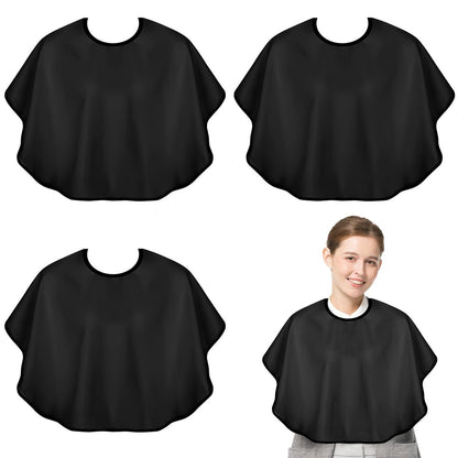 3-Pack Makeup Capes for Clients – Waterproof Salon Hair Cape Set for Hairdressers, Barber Shops & Home Use (Black, 80x72cm)