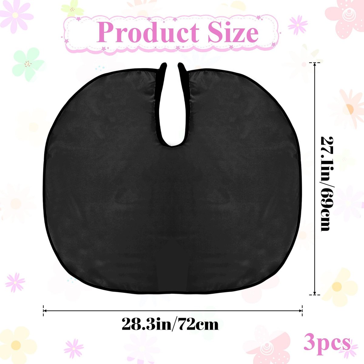 3-Pack Makeup Capes for Clients – Waterproof Salon Hair Cape Set for Hairdressers, Barber Shops & Home Use (Black, 80x72cm) - görsel 3