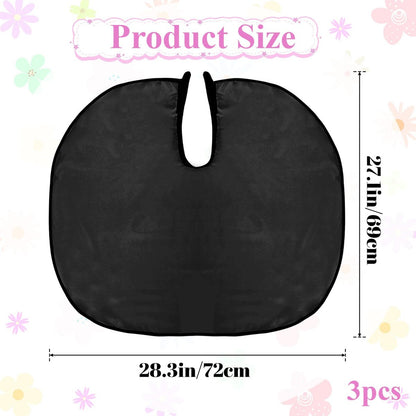 3-Pack Makeup Capes for Clients – Waterproof Salon Hair Cape Set for Hairdressers, Barber Shops & Home Use (Black, 80x72cm)