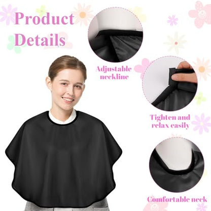 3-Pack Makeup Capes for Clients – Waterproof Salon Hair Cape Set for Hairdressers, Barber Shops & Home Use (Black, 80x72cm)