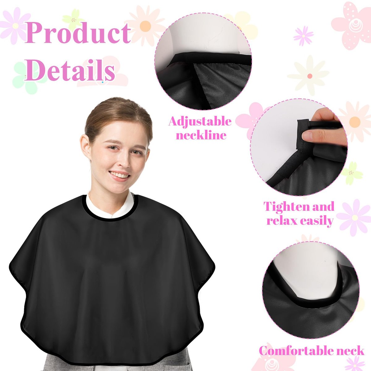 3-Pack Makeup Capes for Clients – Waterproof Salon Hair Cape Set for Hairdressers, Barber Shops & Home Use (Black, 80x72cm) - görsel 11