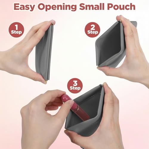 Quilax 4-Pack Personalized Snap Closure Leather Organizer Pouch - Lambskin Travel Cosmetic Bag for Makeup, Jewelry, Headphones - görsel 16