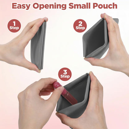 Quilax 4-Pack Personalized Snap Closure Leather Organizer Pouch - Lambskin Travel Cosmetic Bag for Makeup, Jewelry, Headphones