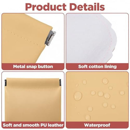 Quilax 4-Pack Personalized Snap Closure Leather Organizer Pouch - Lambskin Travel Cosmetic Bag for Makeup, Jewelry, Headphones