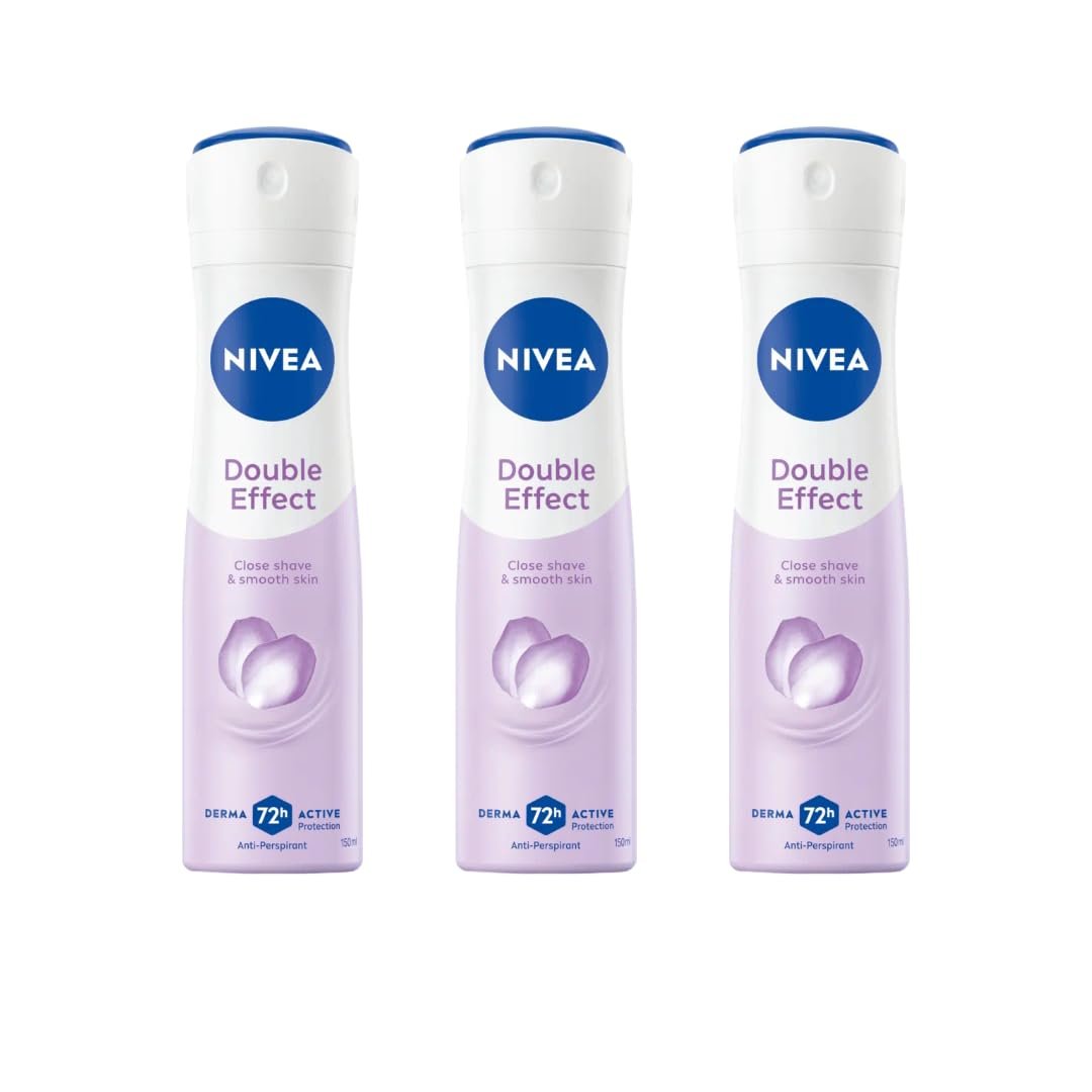 NIVEA Double Effect Anti-Perspirant Spray for Women, 72H Sweat & Odor Protection, Avocado Extract, Alcohol-Free Deodorant, Smooth Underarms, 200ml, Pack of 3 Avelisse
