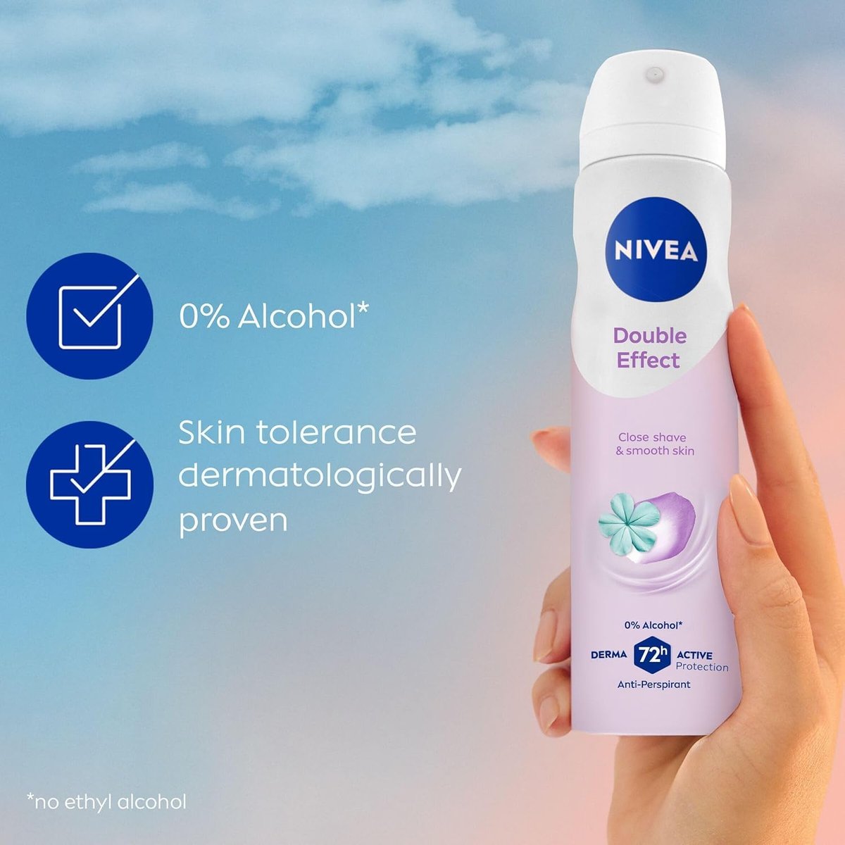 NIVEA Double Effect Anti-Perspirant Spray for Women, 72H Sweat & Odor Protection, Avocado Extract, Alcohol-Free Deodorant, Smooth Underarms, 200ml, Pack of 3 Avelisse