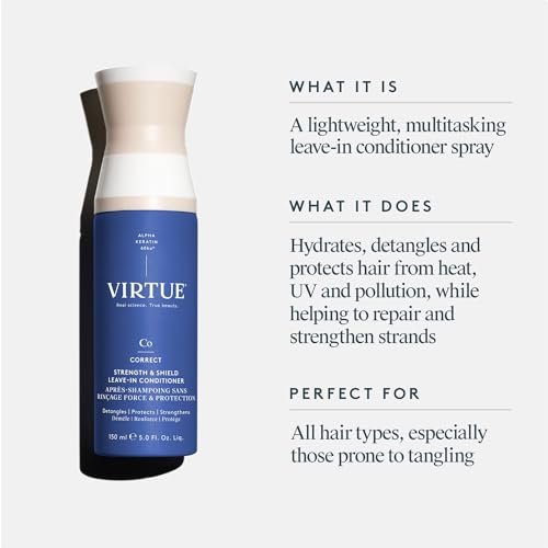 VIRTUE Strength and Shield Leave-In Conditioner – Detangling & Strengthening Treatment for All Hair Types, Color Safe, 5 Fl Oz Avelisse
