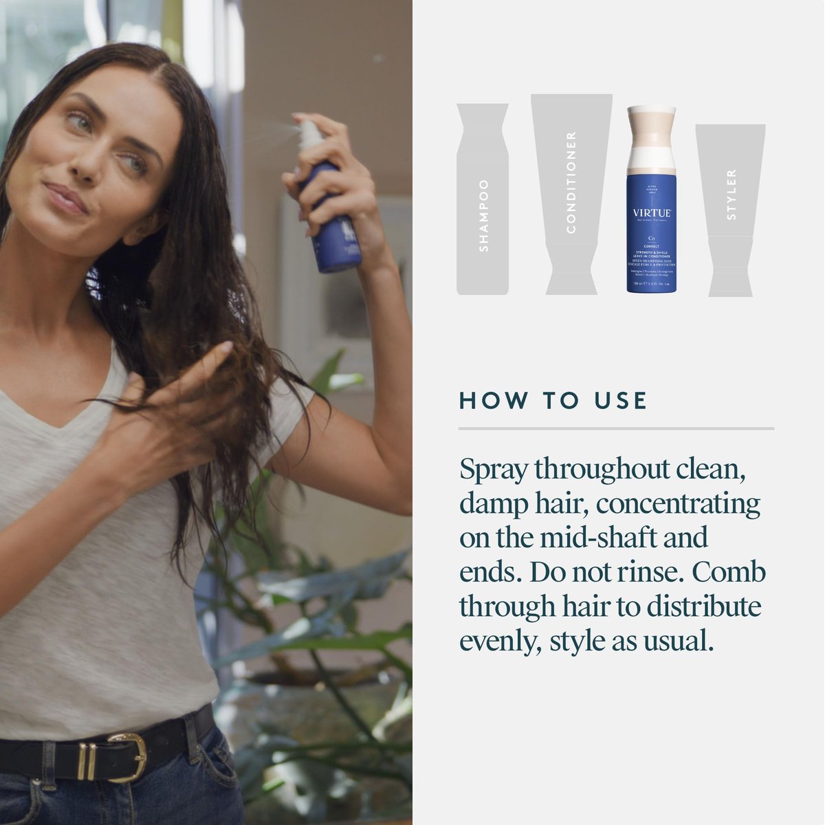 VIRTUE Strength and Shield Leave-In Conditioner – Detangling & Strengthening Treatment for All Hair Types, Color Safe, 5 Fl Oz Avelisse