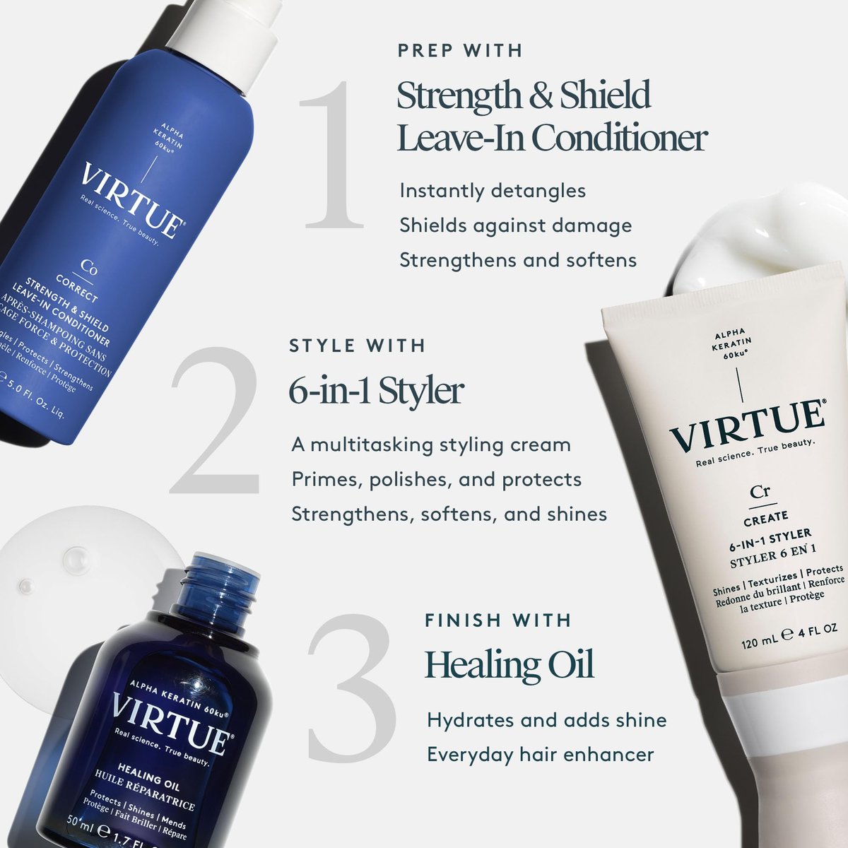 VIRTUE Strength and Shield Leave-In Conditioner – Detangling & Strengthening Treatment for All Hair Types, Color Safe, 5 Fl Oz Avelisse