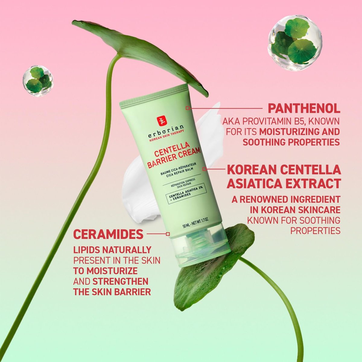 Erborian Centella Barrier Cream - Recovery Balm for Dry & Sensitive Skin, Deep Ceramide Moisturizer, Calms & Repairs Texture, Korean Skincare Avelisse