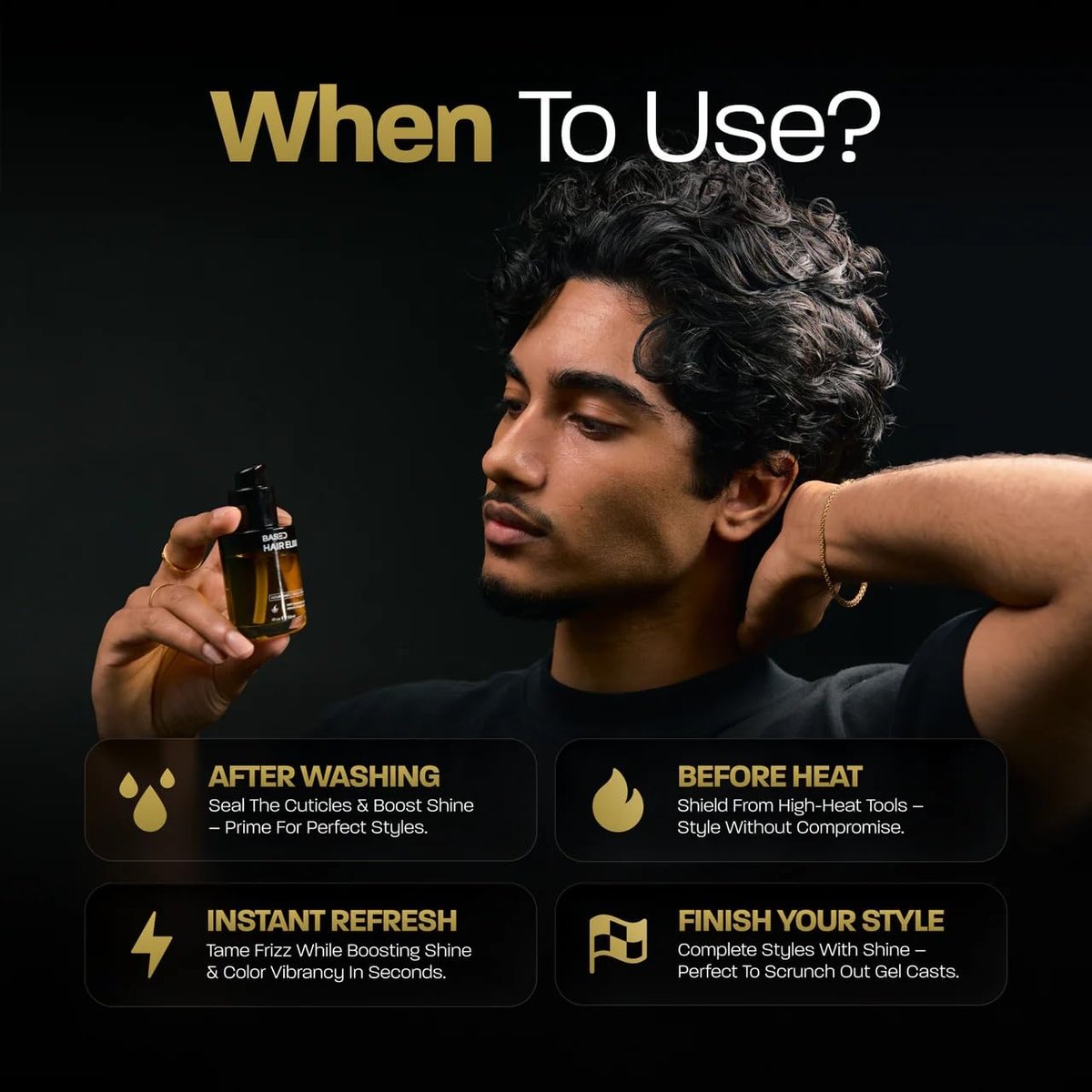 BASED Hair Elixir - Weightless Shine Serum with Heat Protection, Controls Frizz & Flyaways, Nourishes with Meadowfoam & Mongongo Oils, Non-Toxic Formula for All Hair Types (1 Fl Oz) Avelisse