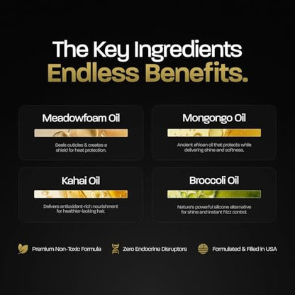 BASED Hair Elixir - Weightless Shine Serum with Heat Protection, Controls Frizz & Flyaways, Nourishes with Meadowfoam & Mongongo Oils, Non-Toxic Formula for All Hair Types (1 Fl Oz) Avelisse
