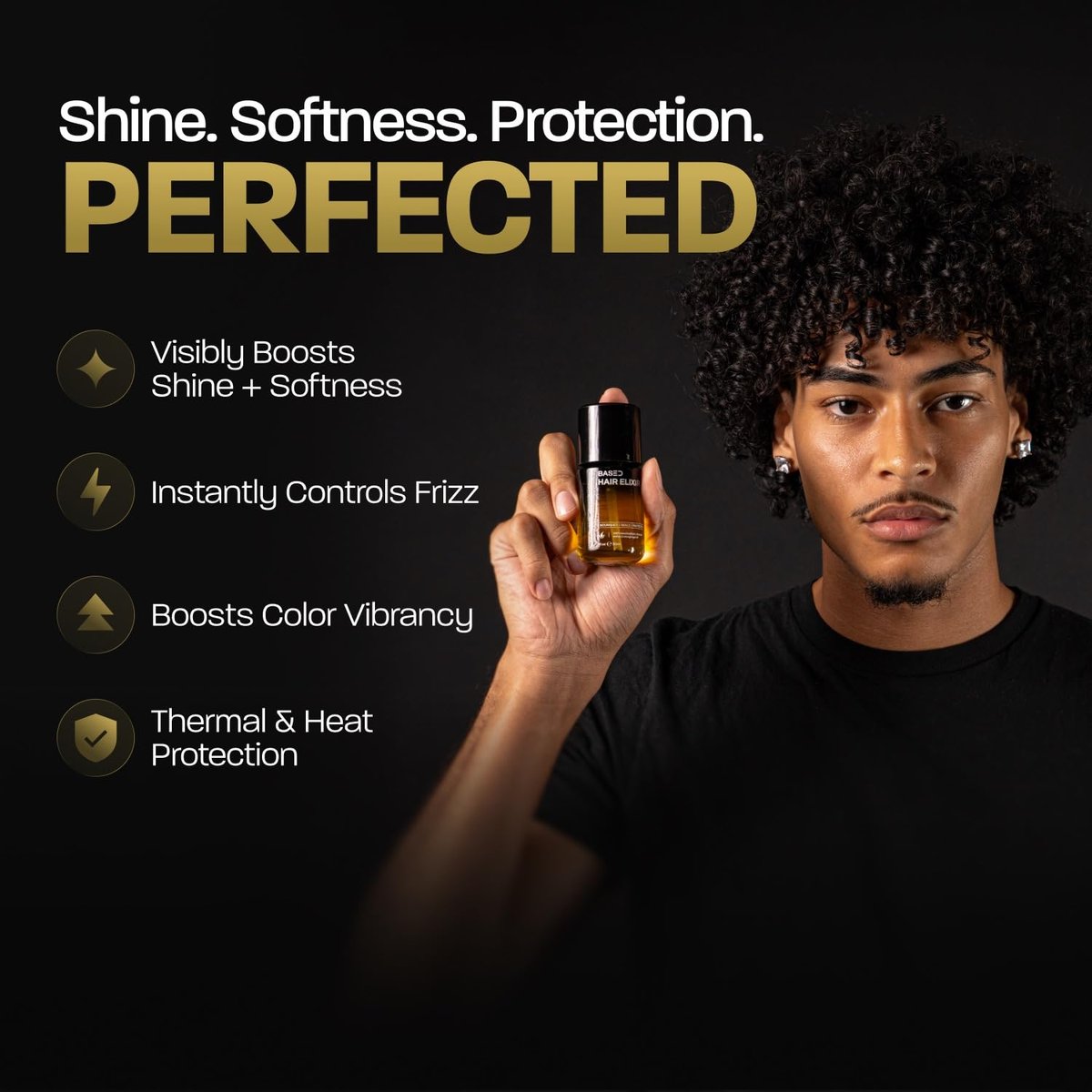 BASED Hair Elixir - Weightless Shine Serum with Heat Protection, Controls Frizz & Flyaways, Nourishes with Meadowfoam & Mongongo Oils, Non-Toxic Formula for All Hair Types (1 Fl Oz) Avelisse