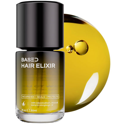 BASED Hair Elixir - Weightless Shine Serum with Heat Protection, Controls Frizz & Flyaways, Nourishes with Meadowfoam & Mongongo Oils, Non-Toxic Formula for All Hair Types (1 Fl Oz) Avelisse