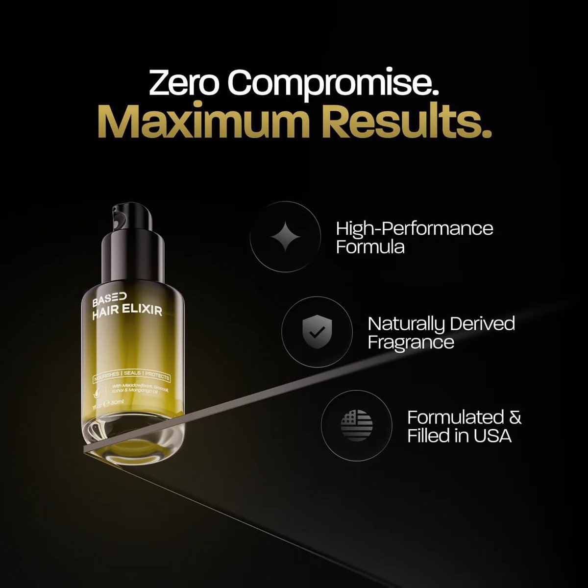 BASED Hair Elixir - Weightless Shine Serum with Heat Protection, Controls Frizz & Flyaways, Nourishes with Meadowfoam & Mongongo Oils, Non-Toxic Formula for All Hair Types (1 Fl Oz) Avelisse