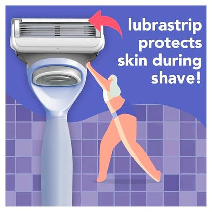 JOY Lavender Razor for Women – Shave Kit with 1 Handle, 3 Razor Blade Refills & Shower Holder (Violet) Avelisse