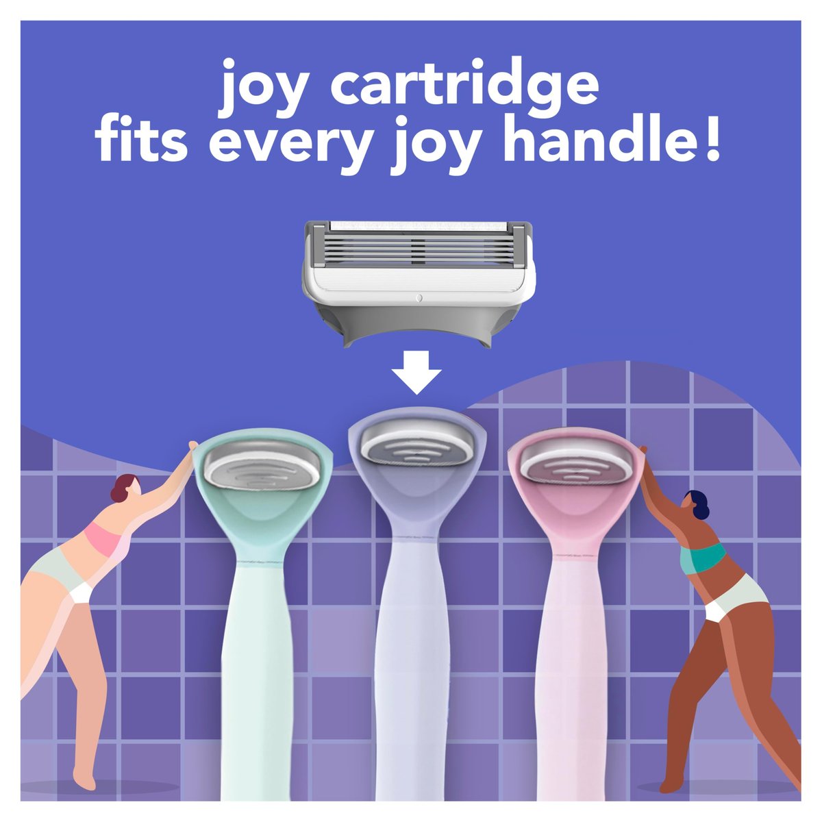 JOY Lavender Razor for Women – Shave Kit with 1 Handle, 3 Razor Blade Refills & Shower Holder (Violet) Avelisse