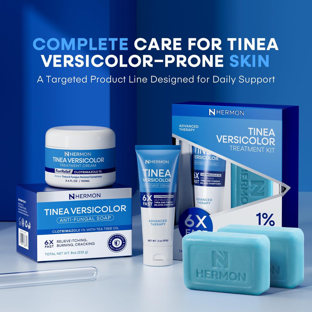 Hermon Tinea Versicolor Soap 2 Bars - Clinically Proven Multi-Functional Treatment for Tinea Versicolor, Athlete's Foot, Jock Itch, Ringworm - Fast Acting, Soothes, Cleanses, and Restores Skin Health Avelisse