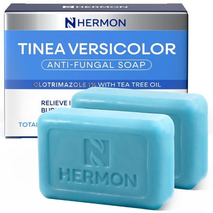 Hermon Tinea Versicolor Soap 2 Bars - Clinically Proven Multi-Functional Treatment for Tinea Versicolor, Athlete's Foot, Jock Itch, Ringworm - Fast Acting, Soothes, Cleanses, and Restores Skin Health Avelisse