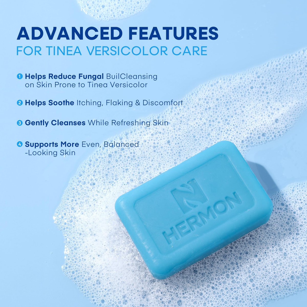 Hermon Tinea Versicolor Soap 2 Bars - Clinically Proven Multi-Functional Treatment for Tinea Versicolor, Athlete's Foot, Jock Itch, Ringworm - Fast Acting, Soothes, Cleanses, and Restores Skin Health Avelisse
