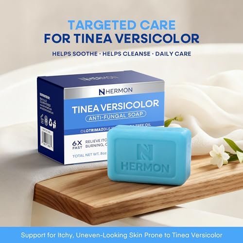 Hermon Tinea Versicolor Soap 2 Bars - Clinically Proven Multi-Functional Treatment for Tinea Versicolor, Athlete's Foot, Jock Itch, Ringworm - Fast Acting, Soothes, Cleanses, and Restores Skin Health Avelisse