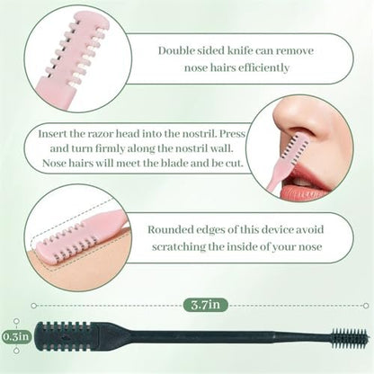 Wrusuh 5-Pack Double-Sided Nose Knife – 2-in-1 Nasal Hair Trimmer for Precise, Comfortable Grooming (Men & Women)