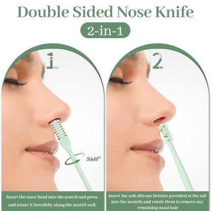Wrusuh 5-Pack Double-Sided Nose Knife – 2-in-1 Nasal Hair Trimmer for Precise, Comfortable Grooming (Men & Women)