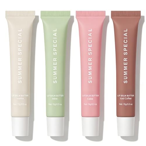 4 PCS Summer Special Lip Balm Butter - Hydrating Sheer Tinted Lip Gloss with Shea Butter & Olive Oil, Nourishing Dry Lips, Pack of 4 - görsel 2