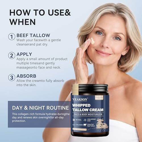 Grass Fed Beef Tallow Balm with Honey, Retinol, Collagen & Hyaluronic Acid – Anti-Aging Face & Body Moisturizer for Women & Men, 5.4 oz - görsel 16