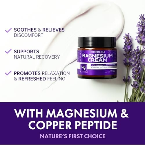 Magnesium Cream with Copper Peptide & Lavender – Muscle Relief & Sleep Support, Moisturizing Body Cream with Shea Butter & Jojoba Oil for Sensitive Skin, Daily Use, 3.53 oz Avelisse