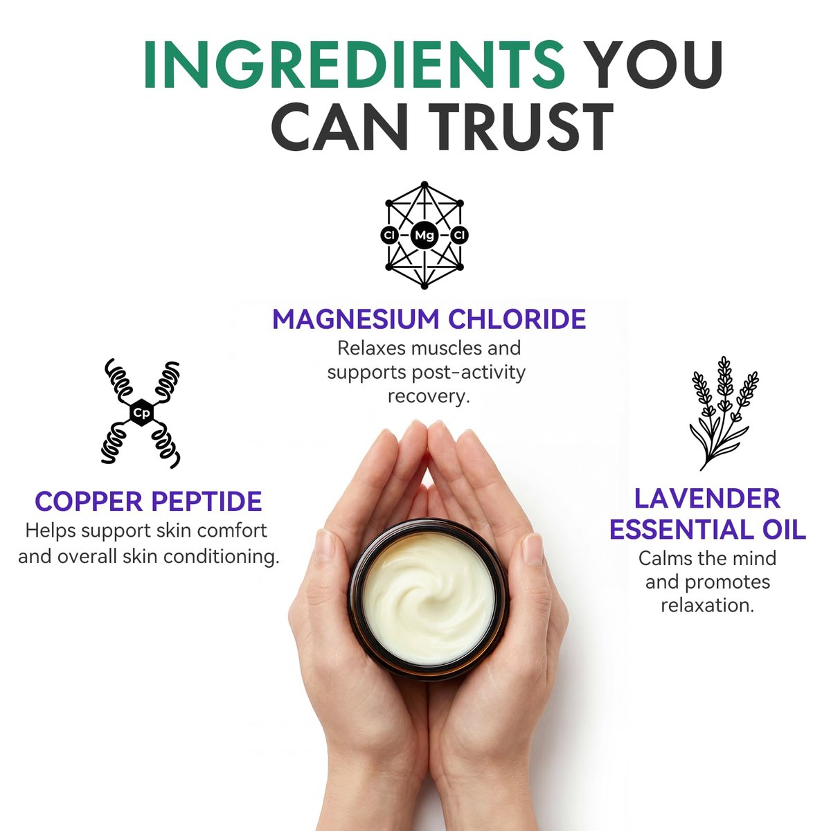 Magnesium Cream with Copper Peptide & Lavender – Muscle Relief & Sleep Support, Moisturizing Body Cream with Shea Butter & Jojoba Oil for Sensitive Skin, Daily Use, 3.53 oz Avelisse
