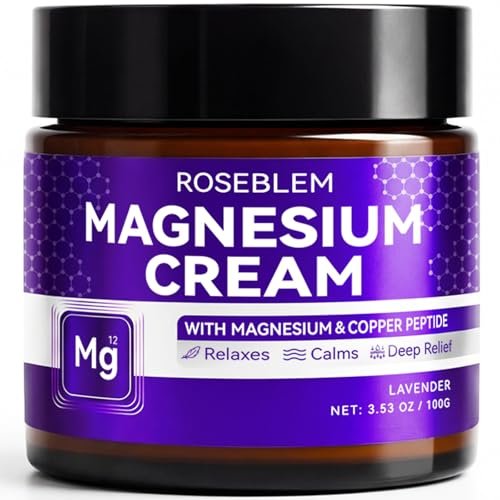 Magnesium Cream with Copper Peptide & Lavender – Muscle Relief & Sleep Support, Moisturizing Body Cream with Shea Butter & Jojoba Oil for Sensitive Skin, Daily Use, 3.53 oz Avelisse