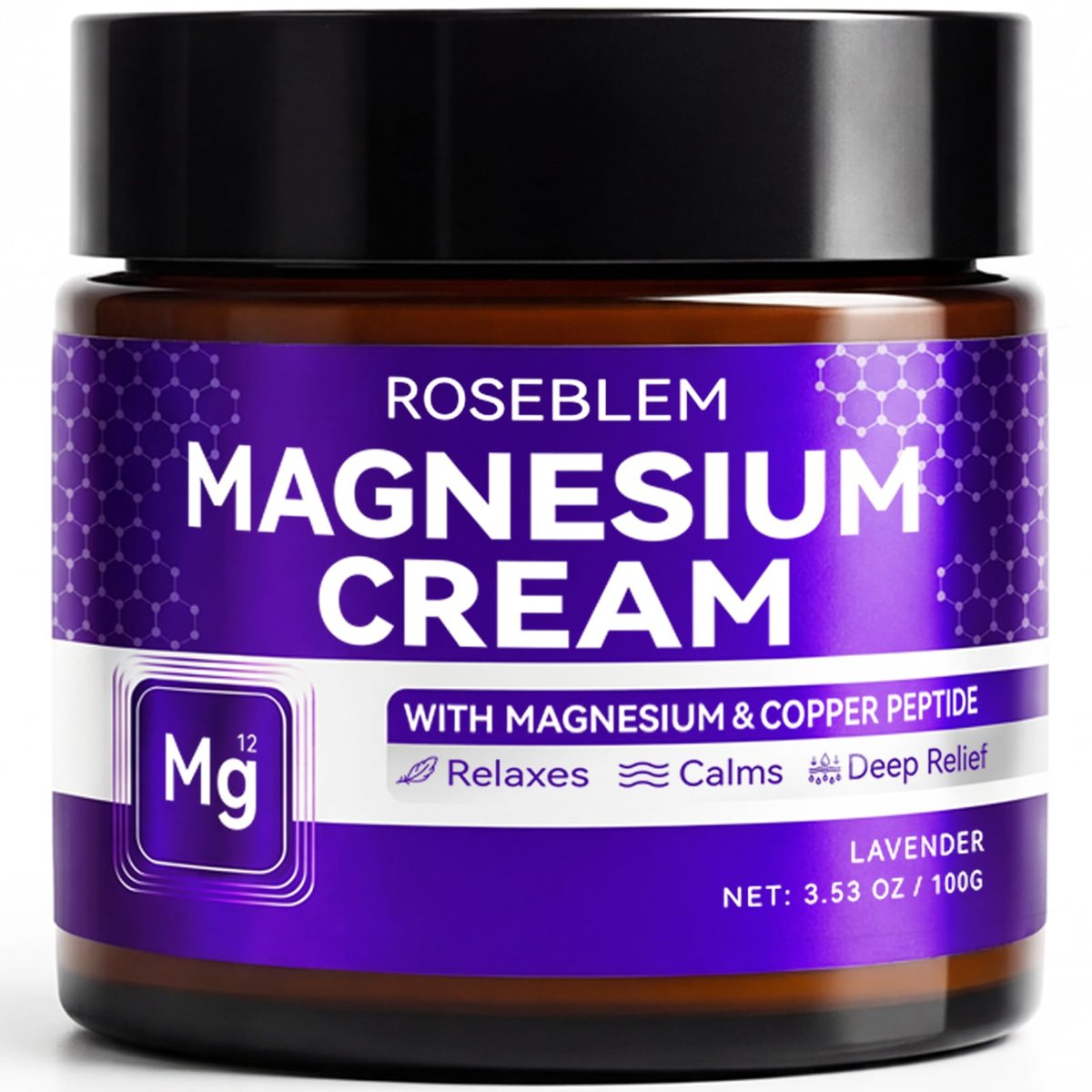 Magnesium Cream with Copper Peptide & Lavender – Muscle Relief & Sleep Support, Moisturizing Body Cream with Shea Butter & Jojoba Oil for Sensitive Skin, Daily Use, 3.53 oz Avelisse