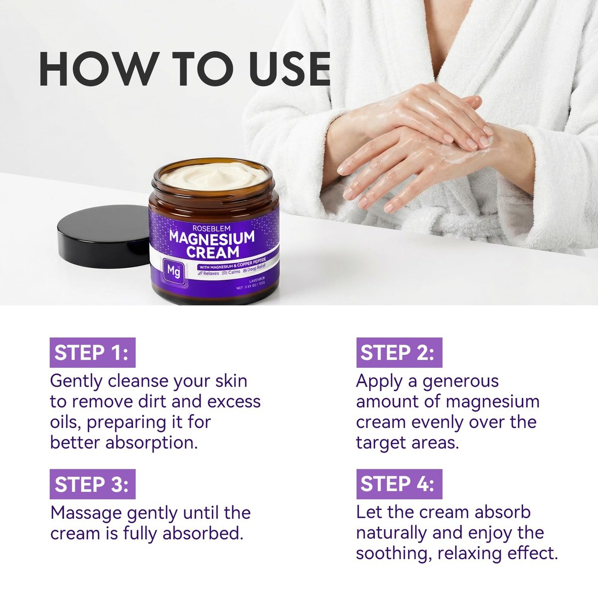 Magnesium Cream with Copper Peptide & Lavender – Muscle Relief & Sleep Support, Moisturizing Body Cream with Shea Butter & Jojoba Oil for Sensitive Skin, Daily Use, 3.53 oz Avelisse