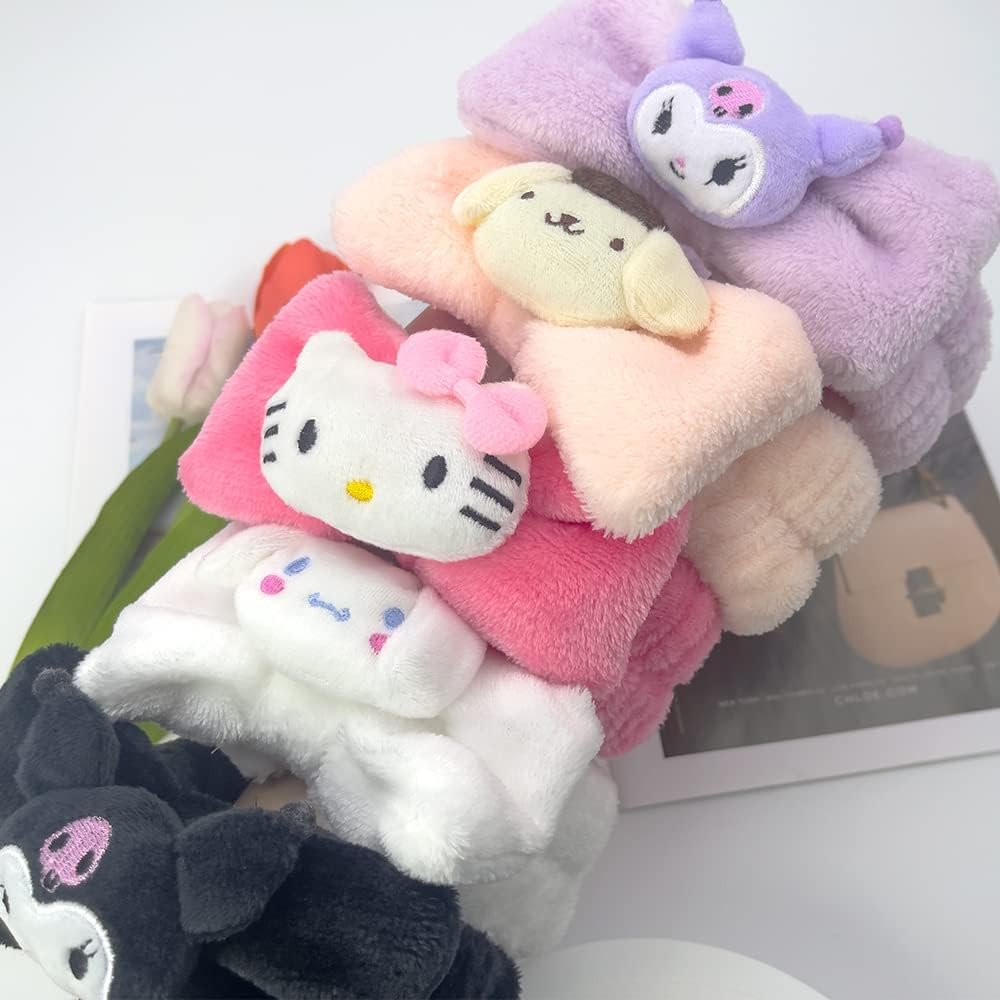 Saileg Kawaii Cartoon Headband - Cute Anime Spa Headband for Women, Soft Microfiber Coral Fluffy Towel Hairband for Face Washing, Makeup, Skincare (KT) - görsel 8