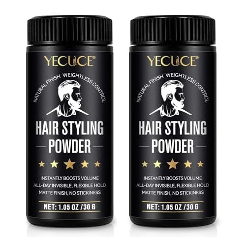 Yecuce Hair Powder for Men 2-Pack – Volumizing Texture Powder for All Hair Types, Natural Matte Finish, Non-Oily, 2.1 oz Total Avelisse