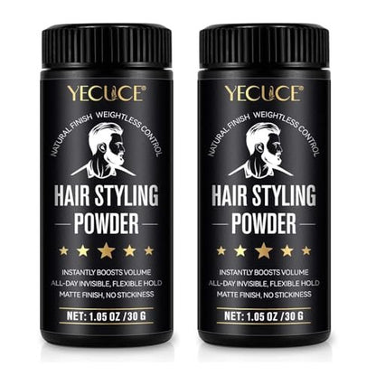Yecuce Hair Powder for Men 2-Pack – Volumizing Texture Powder for All Hair Types, Natural Matte Finish, Non-Oily, 2.1 oz Total Avelisse