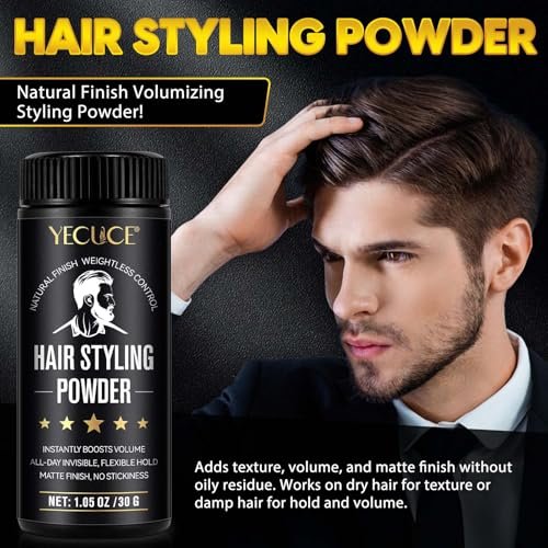 Yecuce Hair Powder for Men 2-Pack – Volumizing Texture Powder for All Hair Types, Natural Matte Finish, Non-Oily, 2.1 oz Total Avelisse