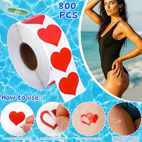 SANNIX 800 Pcs Red Tanning Stickers Set - Waterproof Body Art Decals for Tanning Beds, Holidays, and Gifts - görsel 6