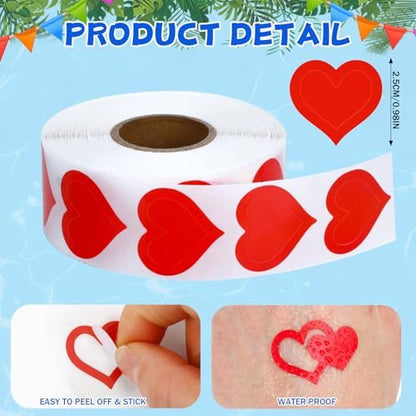 SANNIX 800 Pcs Red Tanning Stickers Set - Waterproof Body Art Decals for Tanning Beds, Holidays, and Gifts