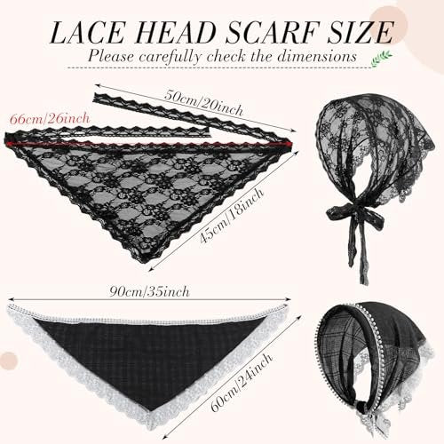 Obeoby 4 Pack Lace Bandanas Head Scarf for Women – White Hair Scarf Bandana for Wedding Bridal Headband Kerchief Spring Summer Hair Accessories - görsel 4