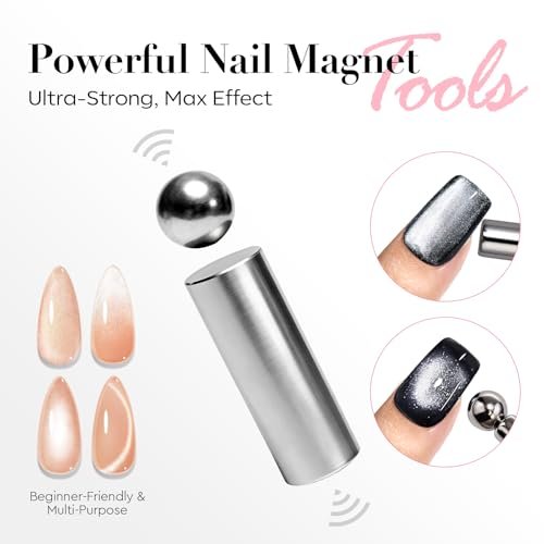 14PCS Cat Eye Magnet Nail Art Tools Set by AZUREBEAUTY – Powerful Cateye Gel Nail Polish Magnet Sticks for Heart, French, Black Hole & Glassy Effects - görsel 14