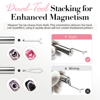 14PCS Cat Eye Magnet Nail Art Tools Set by AZUREBEAUTY – Powerful Cateye Gel Nail Polish Magnet Sticks for Heart, French, Black Hole & Glassy Effects