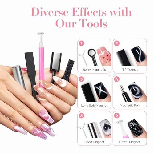 14PCS Cat Eye Magnet Nail Art Tools Set by AZUREBEAUTY – Powerful Cateye Gel Nail Polish Magnet Sticks for Heart, French, Black Hole & Glassy Effects - görsel 12