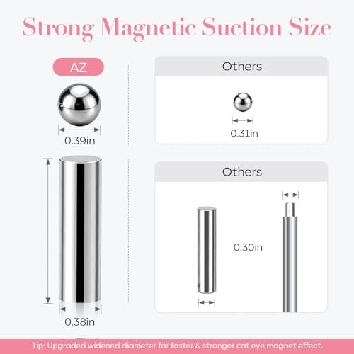 14PCS Cat Eye Magnet Nail Art Tools Set by AZUREBEAUTY – Powerful Cateye Gel Nail Polish Magnet Sticks for Heart, French, Black Hole & Glassy Effects - görsel 10