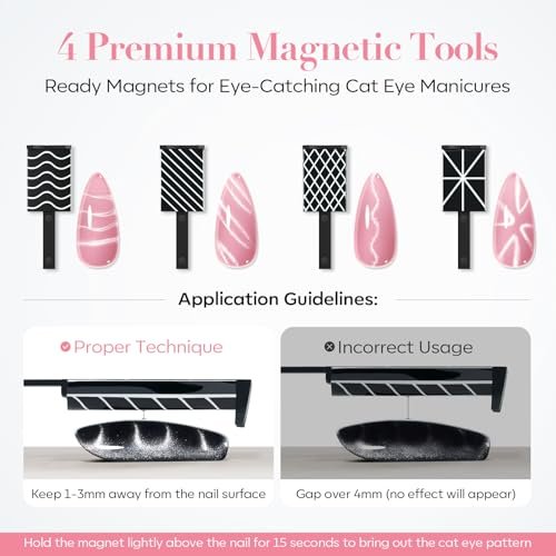 14PCS Cat Eye Magnet Nail Art Tools Set by AZUREBEAUTY – Powerful Cateye Gel Nail Polish Magnet Sticks for Heart, French, Black Hole & Glassy Effects - görsel 18