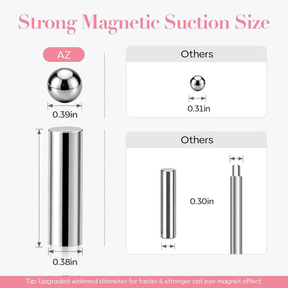 14PCS Cat Eye Magnet Nail Art Tools Set by AZUREBEAUTY – Powerful Cateye Gel Nail Polish Magnet Sticks for Heart, French, Black Hole & Glassy Effects