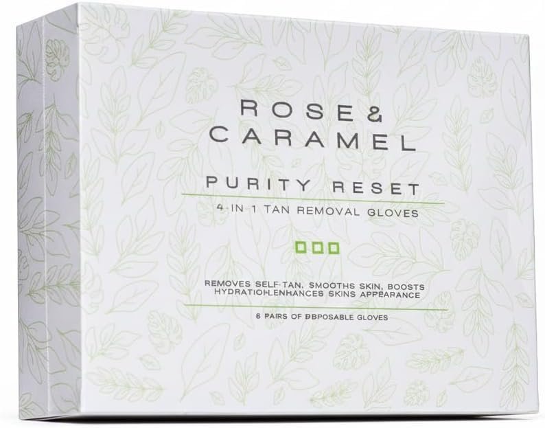 Rose & Caramel Purity Self Tan Remover Gloves, 4 in 1, Removes Self Tan, Smoothes Skin, Boosts Skin's Performance & Enhances Skin's Appearance (6 Pairs of Gloves) Avelisse