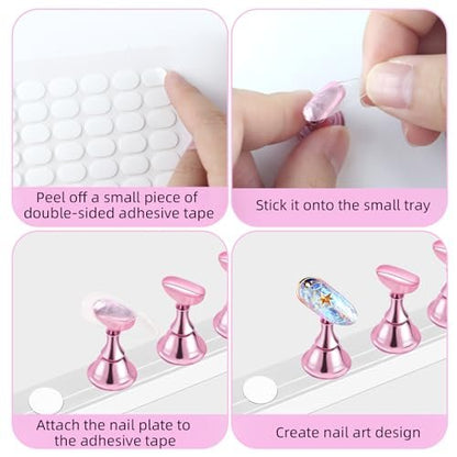 800 Pcs False Tip Double Sided Adhesive Tapes - Pre-cut Strips for Nail Art Holder, Clear Nails Stand Sticky Tabs, Nail Adhesive Tapes for Practice Holder Color Chart Book
